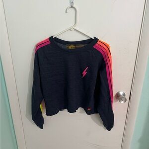 Aviator Nation Navy Sweatshirt logo strip Worn once.